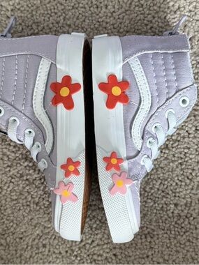 Vans Toddler SK8 Lavender  High-Top Canvas Sneakers with Red Pink Flowers Size 6